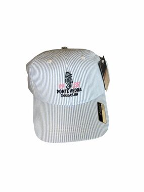 Ponte Vedra Inn & Club Seersucker Baseball Cap - Light Blue/White